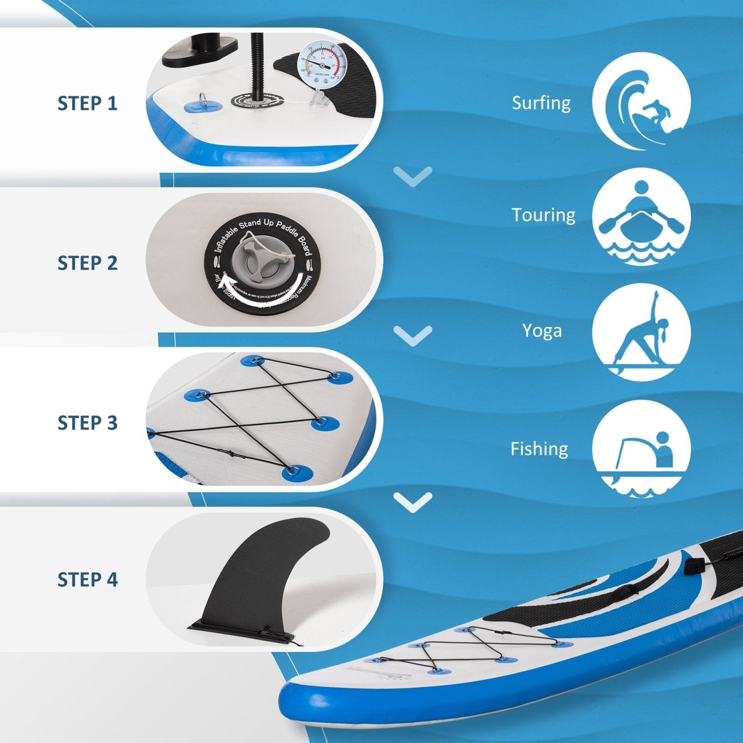 10'6" x 30" x 6" Inflatable Paddle Stand Up Board, Adjustable Aluminium Paddle Non-Slip Deck Board with ISUP Accessories, 320L x 76W x 15H cm-3