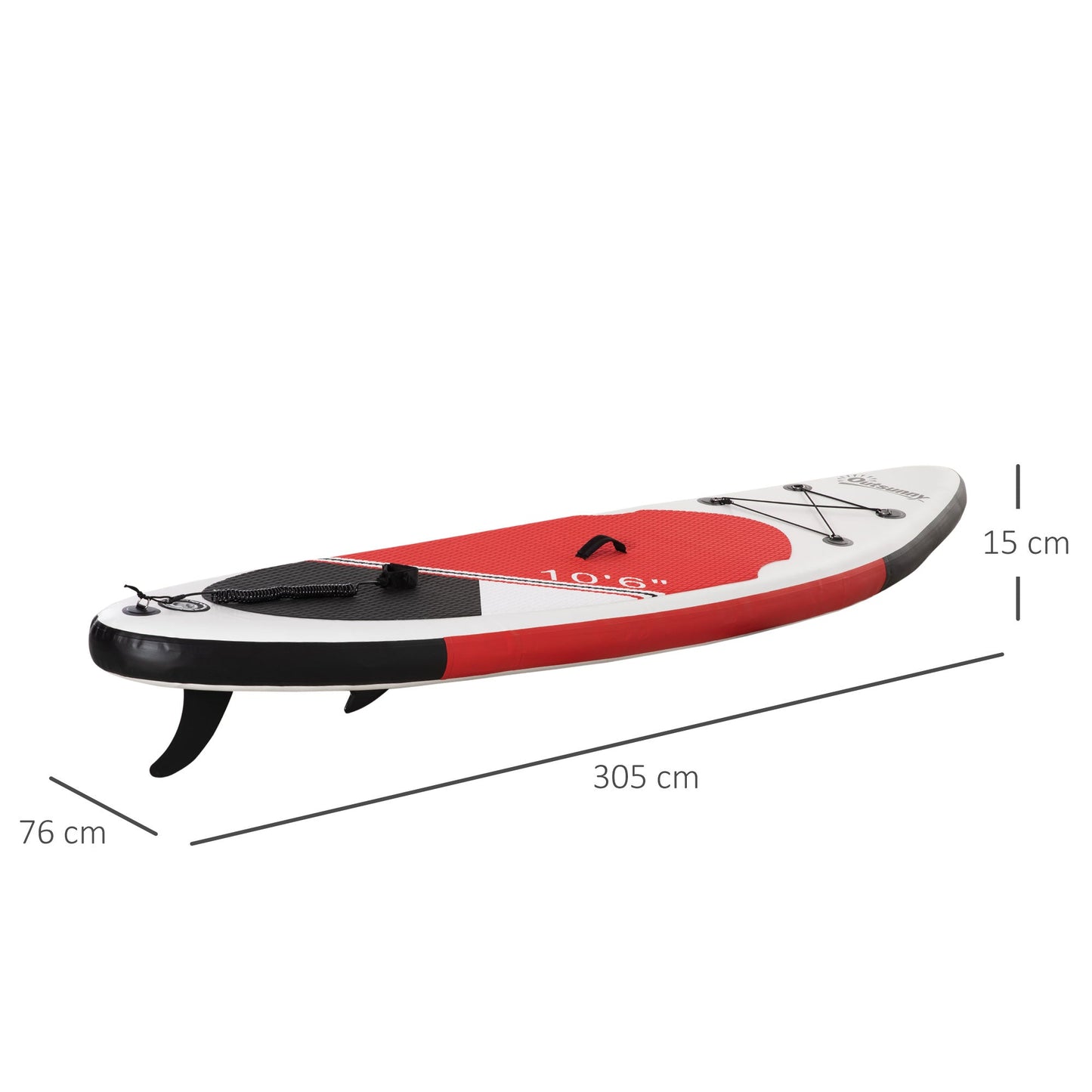 Inflatable Paddle Stand Up Board, Non-Slip Deck Board w/ Aluminium Paddle, ISUP Accessories, Carry Bag, 305L x 76W x 15Hcm - White-2