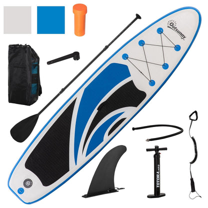 10'6" x 30" x 6" Inflatable Paddle Stand Up Board, Adjustable Aluminium Paddle Non-Slip Deck Board with ISUP Accessories, 320L x 76W x 15H cm-0
