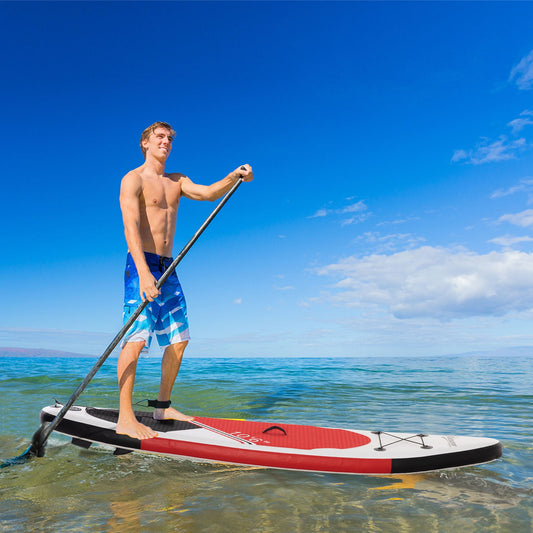 Inflatable Paddle Stand Up Board, Non-Slip Deck Board w/ Aluminium Paddle, ISUP Accessories, Carry Bag, 305L x 76W x 15Hcm - White-1